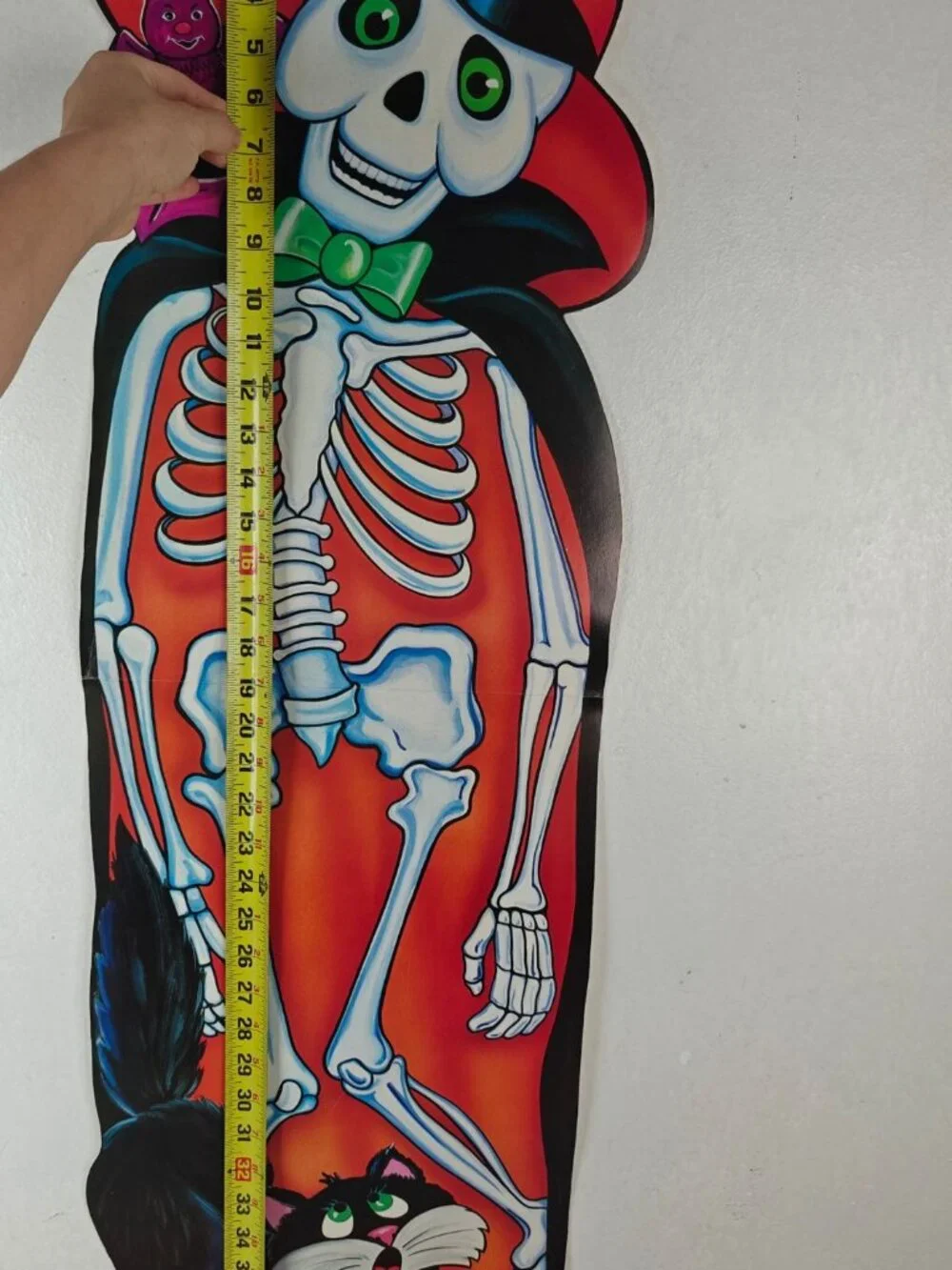 Vintage Party Time Mfg Skeleton Black Cat Die-Cut 36